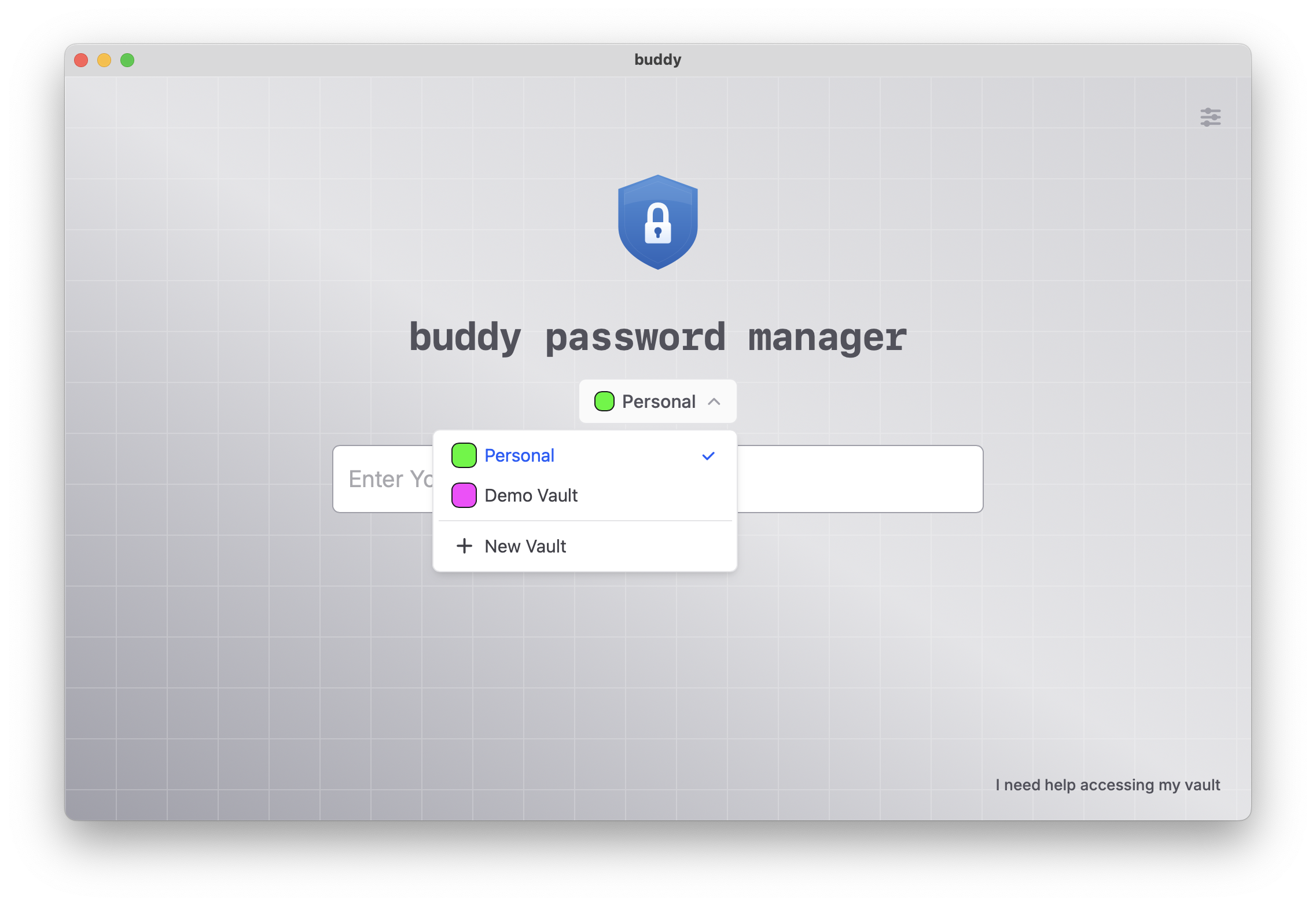 Screenshot: multiple vaults